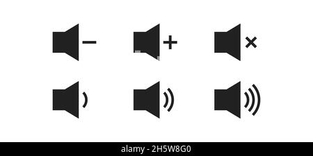 Isoliertes Symbol für die Einstellung der Lautstärke. Vector Flat Audio-Taste auf weißem Hintergrund. Symbol für Musik-Player Stock Vektor