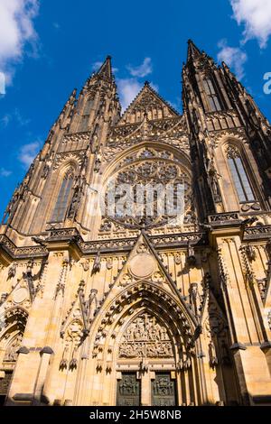 Katedrála Sv. Víta, Veitsdom, dritter Hof, Hrad, Schlossgebiet, Prag, Tschechische Republik Stockfoto