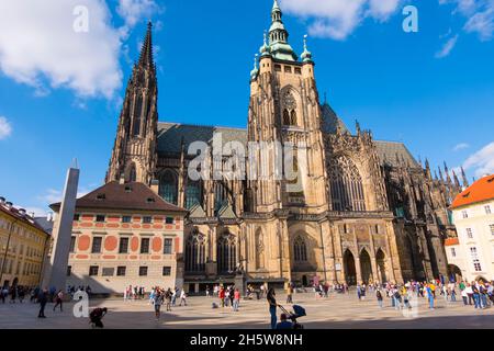 Katedrála Sv. Víta, Veitsdom, dritter Hof, Hrad, Schlossgebiet, Prag, Tschechische Republik Stockfoto