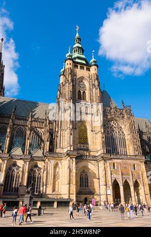 Katedrála Sv. Víta, Veitsdom, dritter Hof, Hrad, Schlossgebiet, Prag, Tschechische Republik Stockfoto