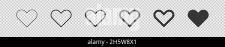 Herz-Liebe-Symbol auf transparentem Hintergrund. Isolierte Darstellung des Formvektors für die Umrissform für das Web Stock Vektor