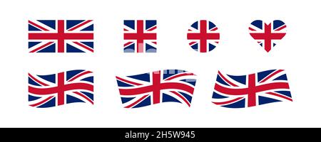 Großbritannien setzte Flagge. Isoliertes flaches Symbol für Großbritannien. Vektorgrafik Stock Vektor