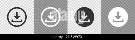Symbole für Download-Schaltflächen auf transparentem Hintergrund. Vektorgrafik der Digita-App Stock Vektor