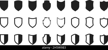 Schwarze Symbole für Schilde gesetzt. Symbol für Vektorisollaed Safety Protect Stock Vektor