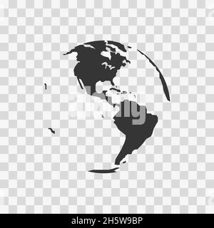 Globe Black Icon, Karte in flachem Stil auf transparentem Hintergrund. Vektor-isoliertes Zeichen Stock Vektor