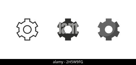 Zahnradsymbole. Einstellungen für Symbol, isolierter Vektor festlegen. Technologie-Web-Taste Stock Vektor
