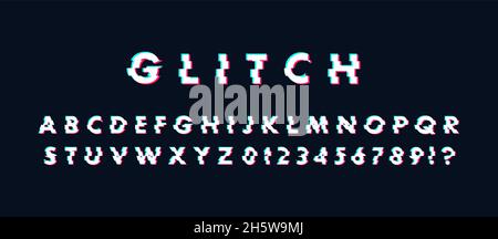 Schrift in Glitch abstrakt modernen Stil Kunst Hintergrund. Vektorsymbol Stock Vektor