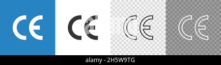 CE-Zertifikatvektor-Symbolsatz. Flache Vektormarke für das Produkt Stock Vektor