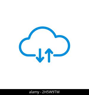 Wolken mit Pfeil nach oben und unten Symbol. Vektorlinien-Taste für Web- und App-Design Stock Vektor