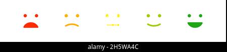 Symbol für Bewertungsemotion eingestellt. Feedback-Emoji, Vektorgrafik in flacher Form Stock Vektor