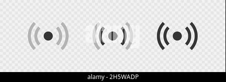 Symbole für drahtlose Antennenkommunikation. Symbol für WiFi-Signal auf transparentem Hintergrund. Vektor für App und Webdesign Stock Vektor
