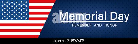 Memorial Day Hintergrund. Vektorposter „Remember and Honor“. US-amerikanischer Nationalfeiertag Stock Vektor