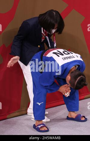 24. JULI 2021 - TOKIO, JAPAN: TONAKI Funa aus Japan vor dem Halbfinale der Judo Women -48 kg bei den Olympischen Spielen in Tokio 2020 (Foto: Mickael Chavet Stockfoto