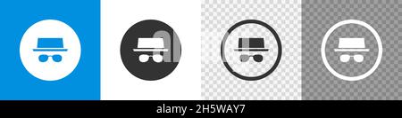Flaches Symbol für den Inkognito-Modus. Private durchsuchen, Schaltfläche. Vektorgrafik Stock Vektor