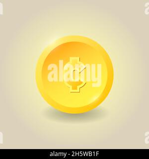 Cent, Währungssymbol. Goldmünze. Geldzeichen. Vektorgrafik. Stock Vektor