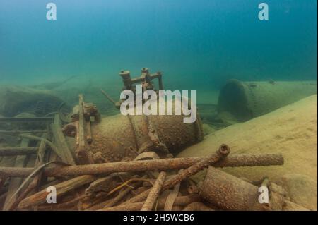 Schiffswrack Überreste eines alten Holzdampfers im Lake Superior Stockfoto