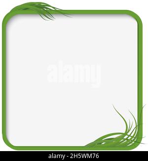 Grüner Grasrahmen mit Kopierfläche. Quadratische Vektorvorlage auf weißem Hintergrund isoliert. Stock Vektor