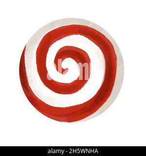 Aquarell Lollipop rot und weiß. Süße Süßigkeiten isoliert auf weißem Hintergrund Stockfoto