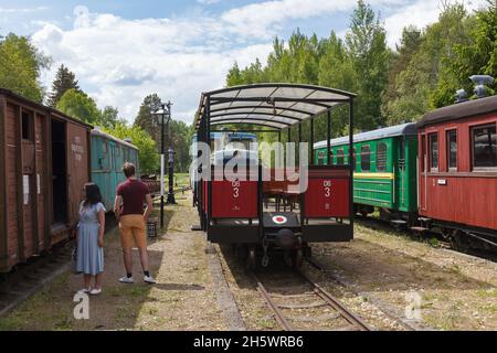 LAVASSARE, ESTLAND - 10. JUNI 2021: Museumsbahn in Lavassaare ist das einzige Schmalspurbahn-Museum in Estland, zu dem auch ein Werkmuseum gehört Stockfoto