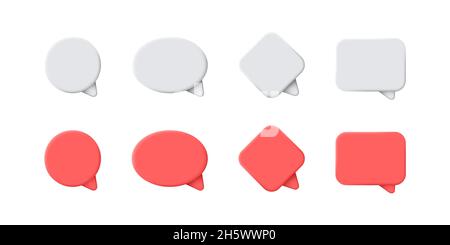 Sprechblase 3d Runde Formen gesetzt. Textdialog Wolke leere Form Illustration Sammlung. Stock Vektor
