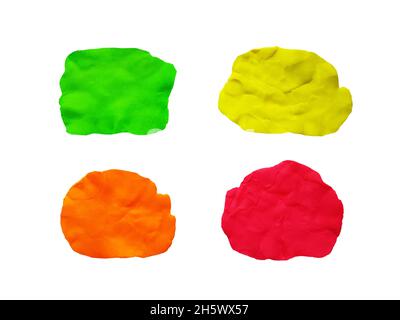 Plastilin bunten Dialog Nahaufnahme Wolken isoliert auf weißem Hintergrund. Stockfoto