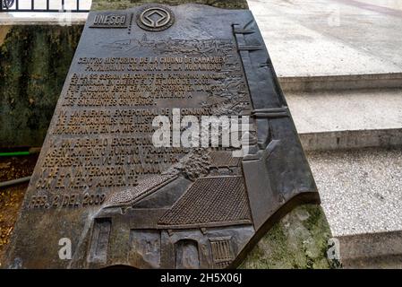 Plakette der UNESCO in Camaguey, Kuba Stockfoto