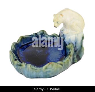 Doulton Lambeth Art déco-Eisbären-Aschenbecher Stockfoto