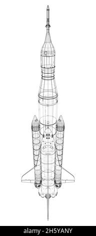 Space Shuttle mit Rakete Stock Vektor