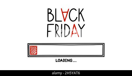 Ladebar am Wochenende. Infografiken-Designelement mit Status des Verkaufsstarts. Handgezeichnete Vektorgrafik isoliert auf weißem Hintergrund Stock Vektor