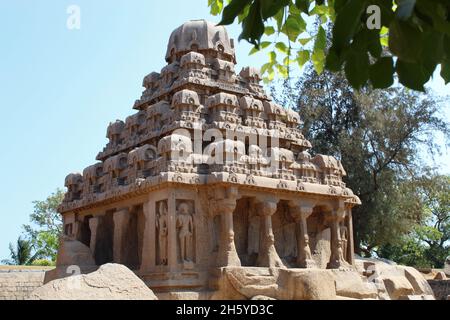 Die Arjuna Ratha, Mahabalipuram, Kancheepuram Bezirk, Tamil Nadu Indien Stockfoto