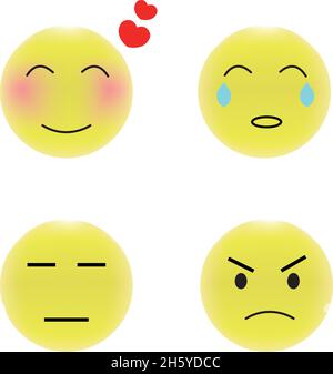 Emoticons mit verschiedenen Ausdrücken. Es ist nützlich, um Emotionen zu vermitteln. Stock Vektor