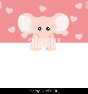 Schöne Baby Elefant valentine-Karte für Widmung Stock Vektor