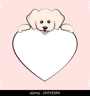Valentinskarte mit Herzensgabe für einen kleinen Hund zum Schreiben Stock Vektor
