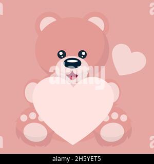 Valentinskarte mit Herzensgabe für Babys und Bären zum Schreiben Stock Vektor