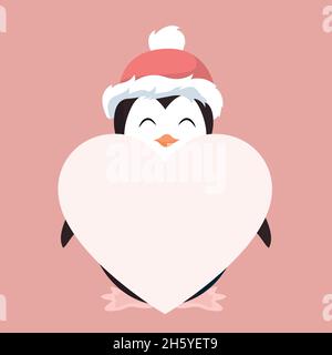 Penguin-Valentinskarte mit Widmung zum Schreiben Stock Vektor