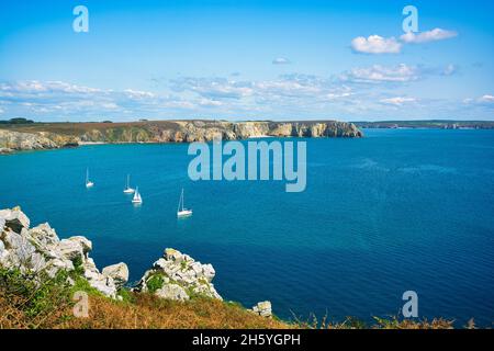 Blick vom Cap de Pen'hir in der Bretagne, Crozon Stockfoto