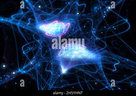 Blaues, paralleles Big-Data-Konzept, computergenerierter abstrakter Hintergrund, 3D-Rendering Stockfoto