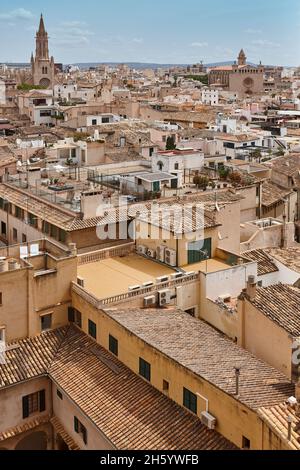 Palma de Mallorca Altstadt von der Kathedrale aus gesehen. Spanien Stockfoto