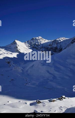 SKIGEBIET. SAINTE FOY TARENTAISE, SAVOIE (73), FRANKREICH Stockfoto