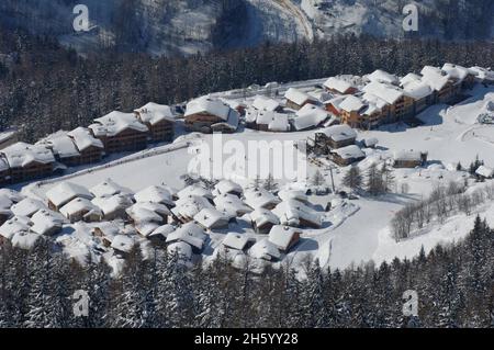 SKIGEBIET. SAINTE FOY TARENTAISE, SAVOIE (73), FRANKREICH Stockfoto