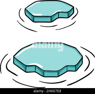 Eisberg-Doodle-Set aus zwei Vektor-kalt-arktischen, handgezeichneten Winterillustrationen, isoliert auf weißem Hintergrund Stock Vektor