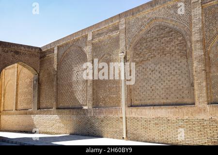 Mauerwerk mit einem komplexen Muster, die Außenwand der Kalyan Moschee, Buchara, Usbekistan Stockfoto