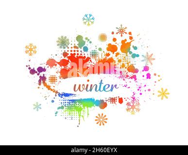 Abstrakter floraler Hintergrund mit blauen Blots. Vektor-Karte zu Weihnachten und Neujahr Stock Vektor