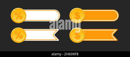 Cashback Vektor Münze Band Banner, goldene Münzen finanzieren Bargeld Emblem Konzept. Stock Vektor