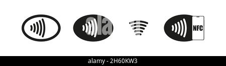 NFC Pay Vector Banking kontaktlose Zahlung per Lastschrift finanzielle isolierte Illustration. Chip-Symbol POS Kaufsymbol. Stock Vektor