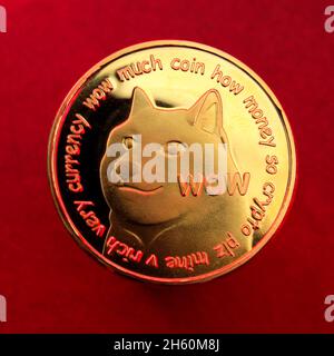 Dogecoin Doge Münze digitale Krypto Währung Stockfoto