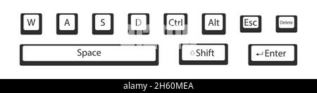 Computer Action key Symbol Vektor-Set, Tasten aus pc-Tastatur flache Symbol Taste Sammlung. Stock Vektor