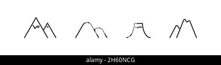 Montain Vektor Linie Stil einfache Icon-Sammlung, Berge Bereich Vektor lineare Symbol-Set. Stock Vektor