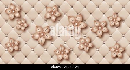 3D Blume Wohnzimmer Tapete, schönes Design für Papier, Stoff, Fliesendruck. Stockfoto