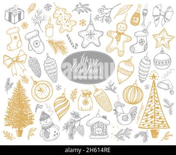 Frohe Weihnachten Ikonen gesetzt. Vector Kollektion. Stock Vektor